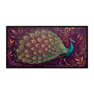 View 2 of Peacock in Full Fan in Magenta and Gold