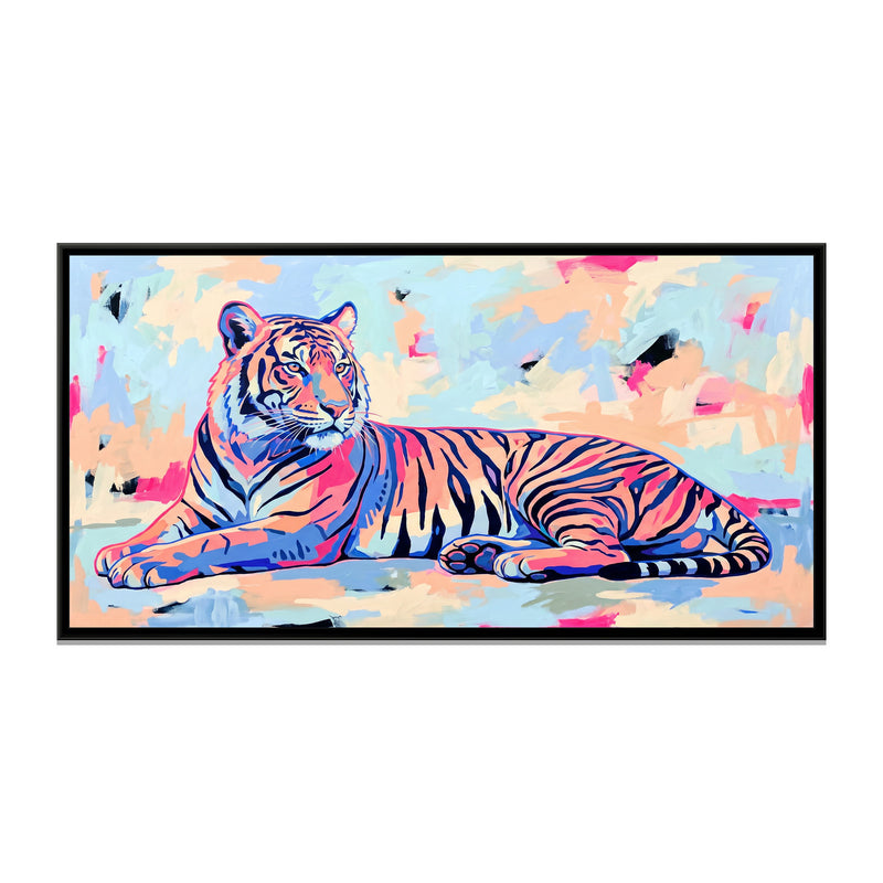 Tiger in Pop Outline - framed canvas print, front view