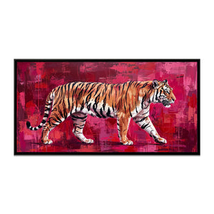 View 2 of Tiger on a Crimson Textured Ground