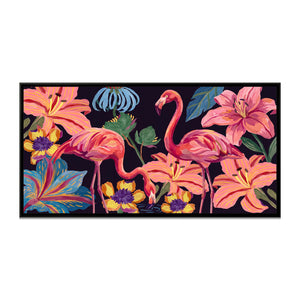 View 2 of Flamingos among Giant Lilies