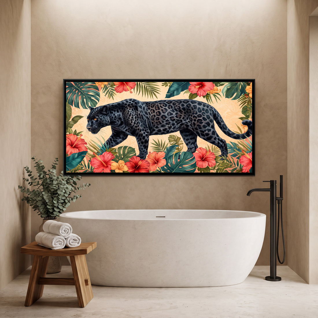 A Kolorkaari canvas in a floater frame, in a room