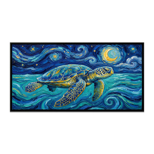 View 2 of Sea Turtle Gliding under a Swirling Starry Sky