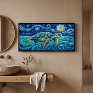 View 4 of Sea Turtle Gliding under a Swirling Starry Sky