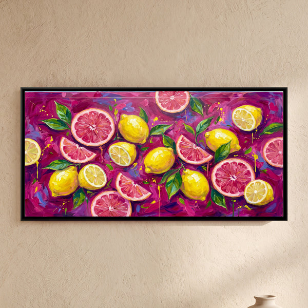 Pink Grapefruit and Lemons on Magenta