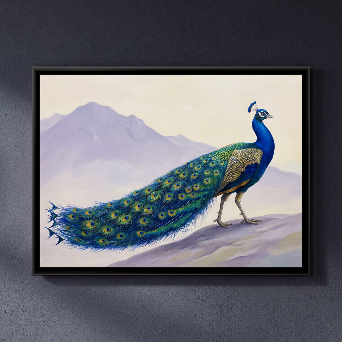 Cobalt Majesty - framed canvas art hung on a wall