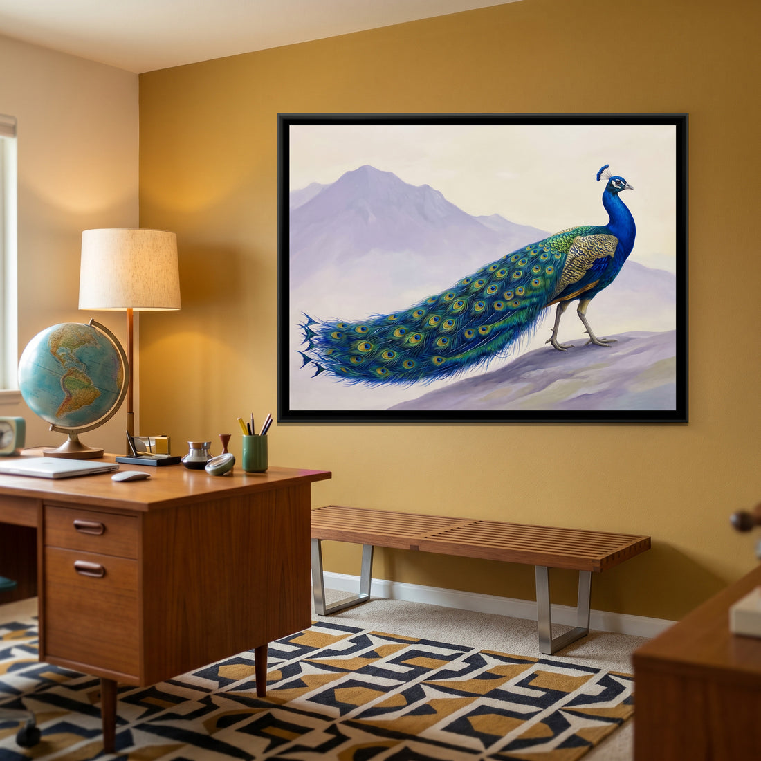 A Kolorkaari canvas in a floater frame, in a room