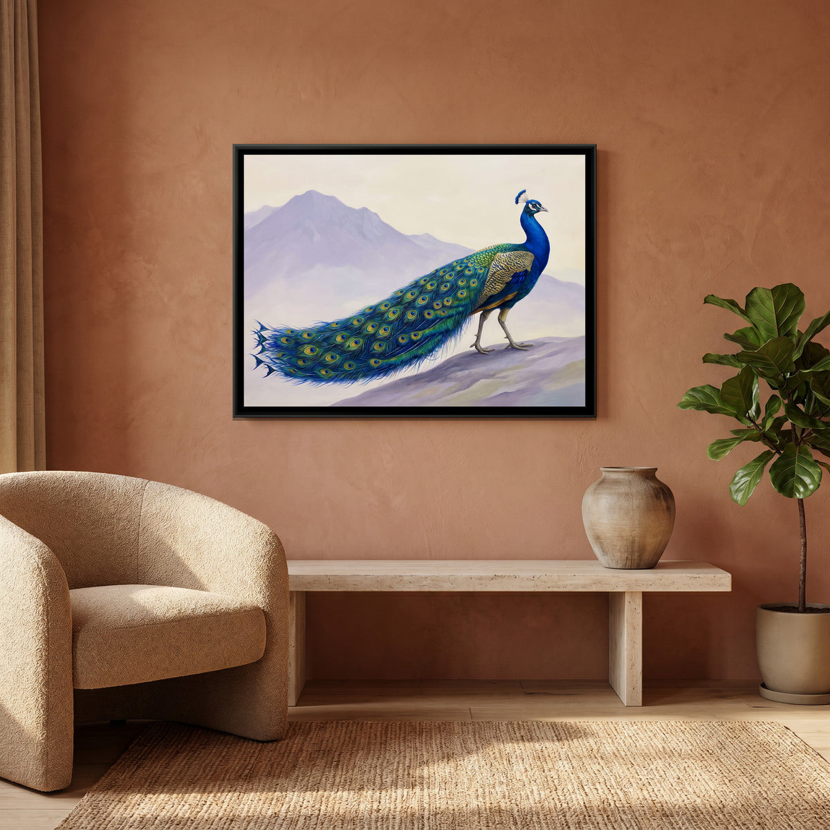 Cobalt Majesty - canvas art shown in a second room setting