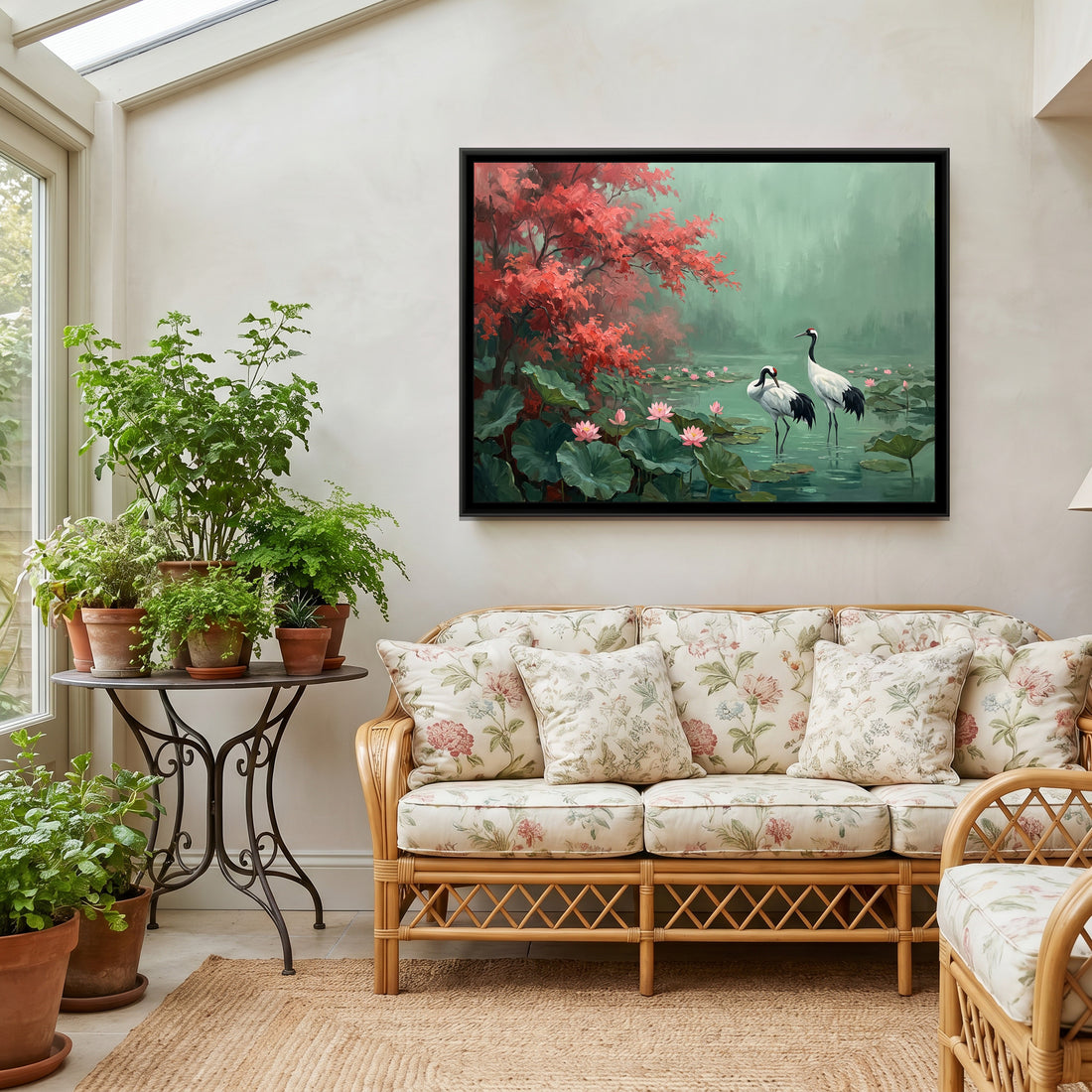 A Kolorkaari canvas in a floater frame, in a room