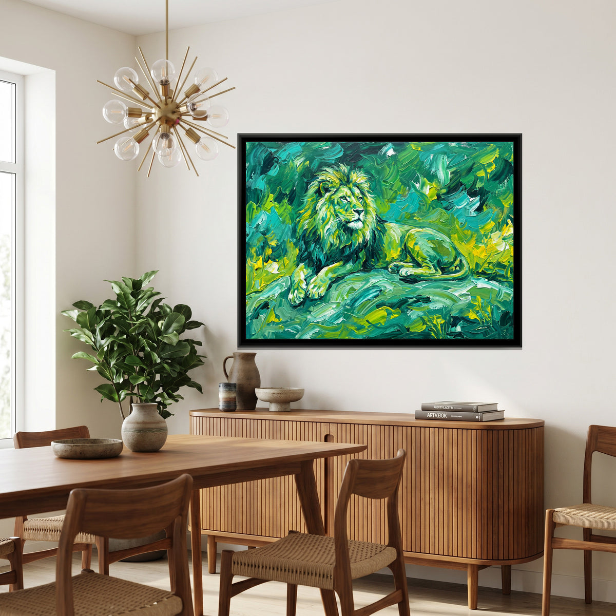 Emerald Sovereign - canvas art shown in a second room setting