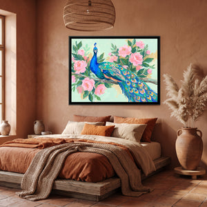 View 3 of Peacock Amidst Pink Blooms