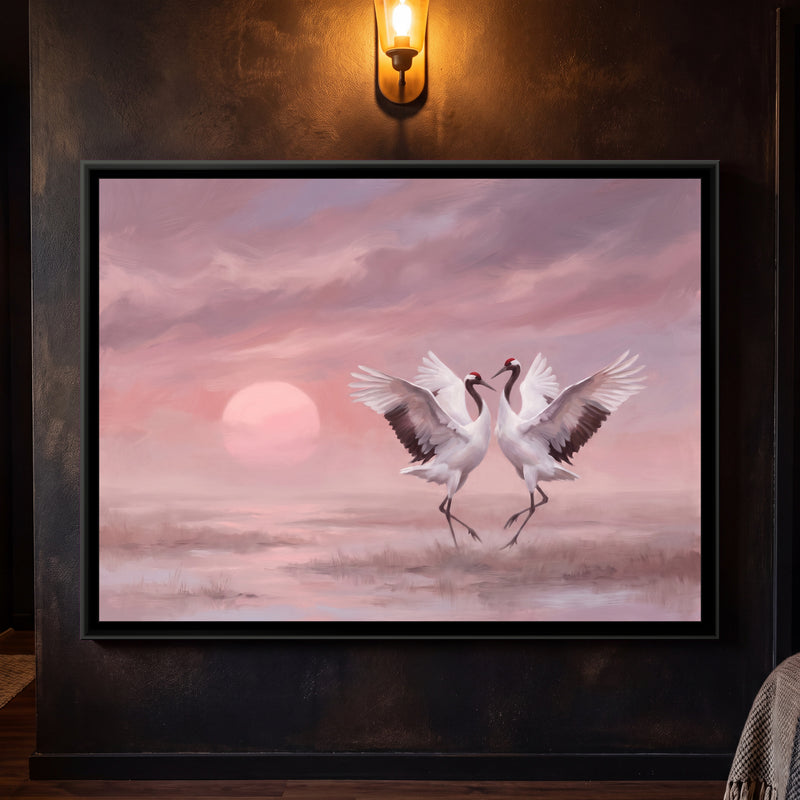Dance in the Rose Haze - framed canvas art hung on a wall