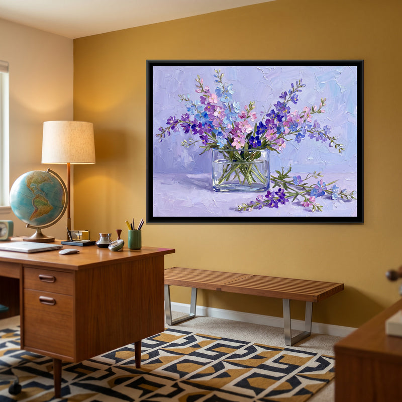 Sprawling Blooms in Glass - canvas art shown in a styled room