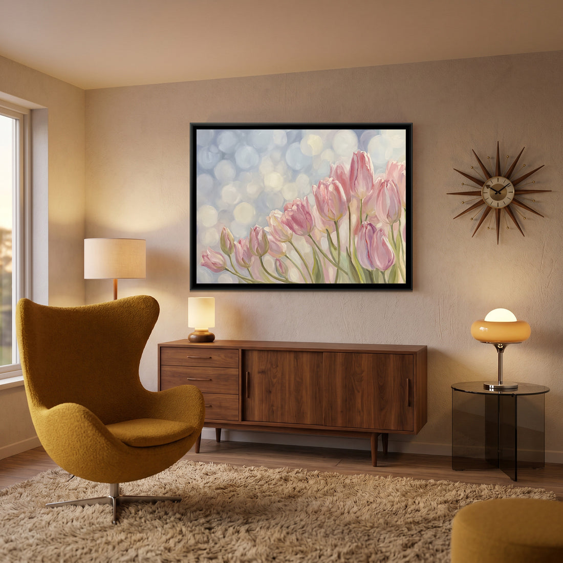 A Kolorkaari canvas in a floater frame, in a room