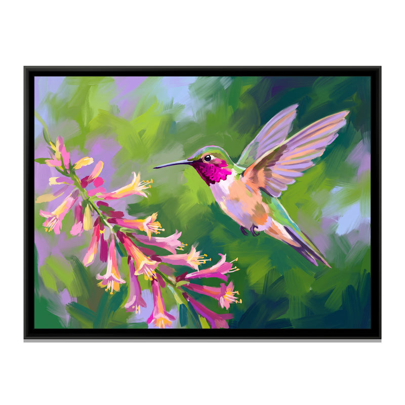 Jeweled Hover - framed canvas print, front view