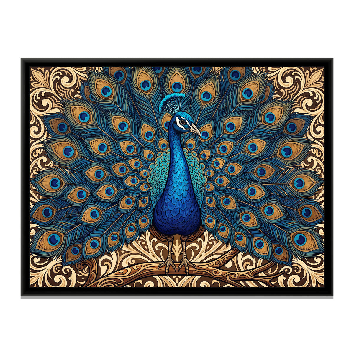 Azure Majesty in Gold - framed canvas print, front view