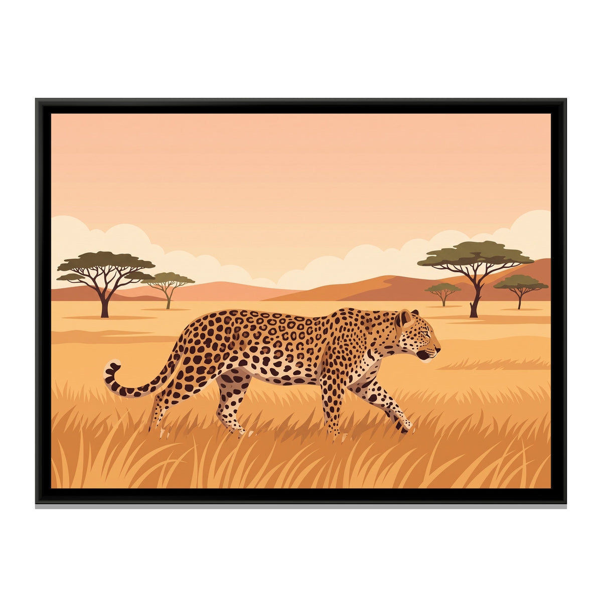 Savanna Stride - framed canvas print, front view