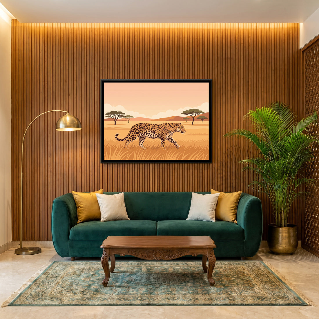 A Kolorkaari canvas in a floater frame, in a room