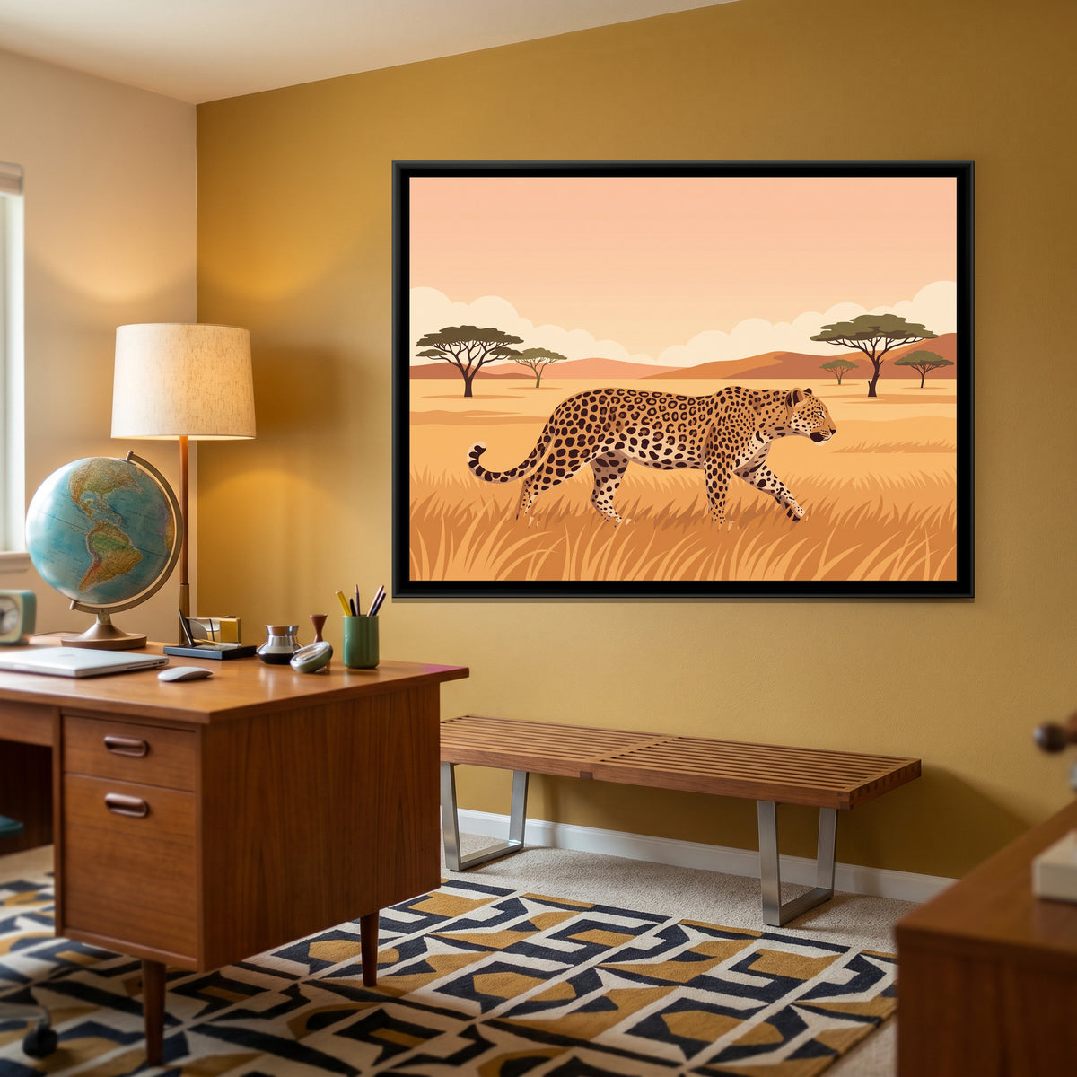 Savanna Stride - canvas art shown in a second room setting