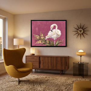 View 3 of White Flamingo on Dusty Magenta