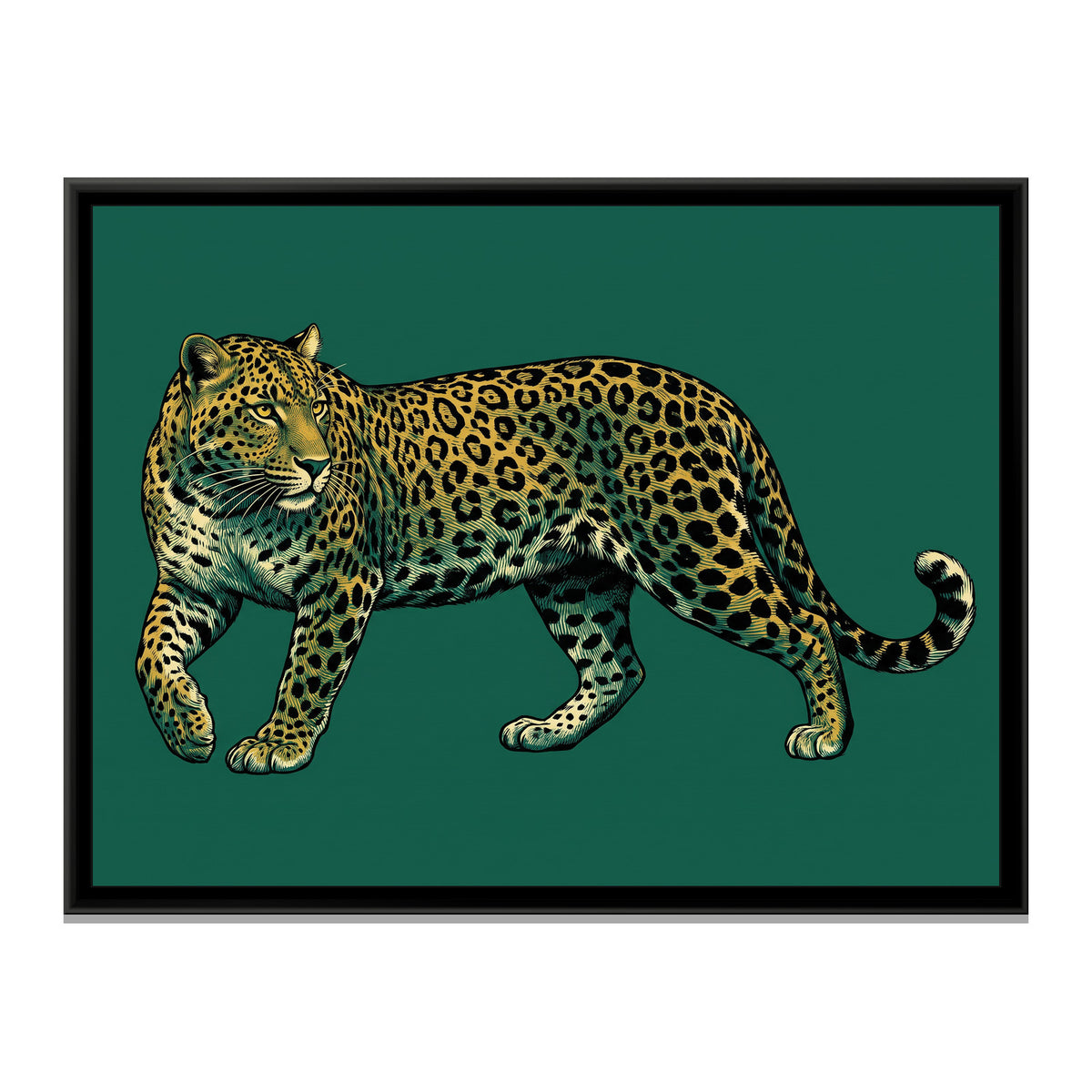Teal Prowler - framed canvas print, front view