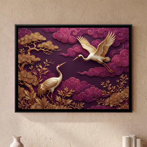 View 1 of Golden Cranes in Plum Skies