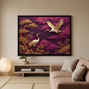 View 3 of Golden Cranes in Plum Skies