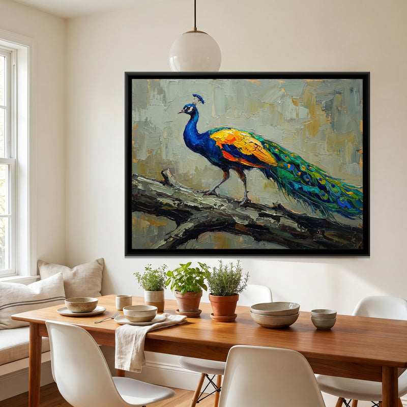 Azure Plumage on the Move - canvas art shown in a second room setting
