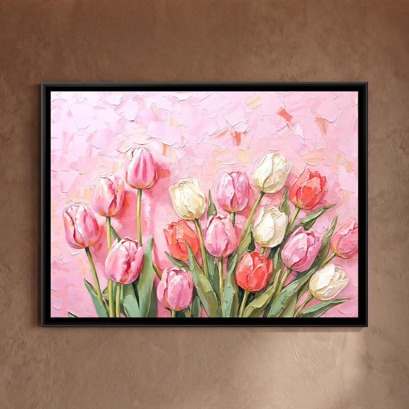 Spring Blooms - framed canvas art hung on a wall