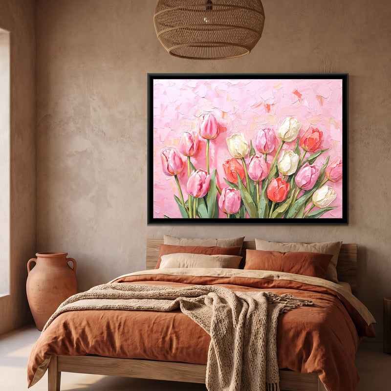 Spring Blooms - canvas art shown in a second room setting