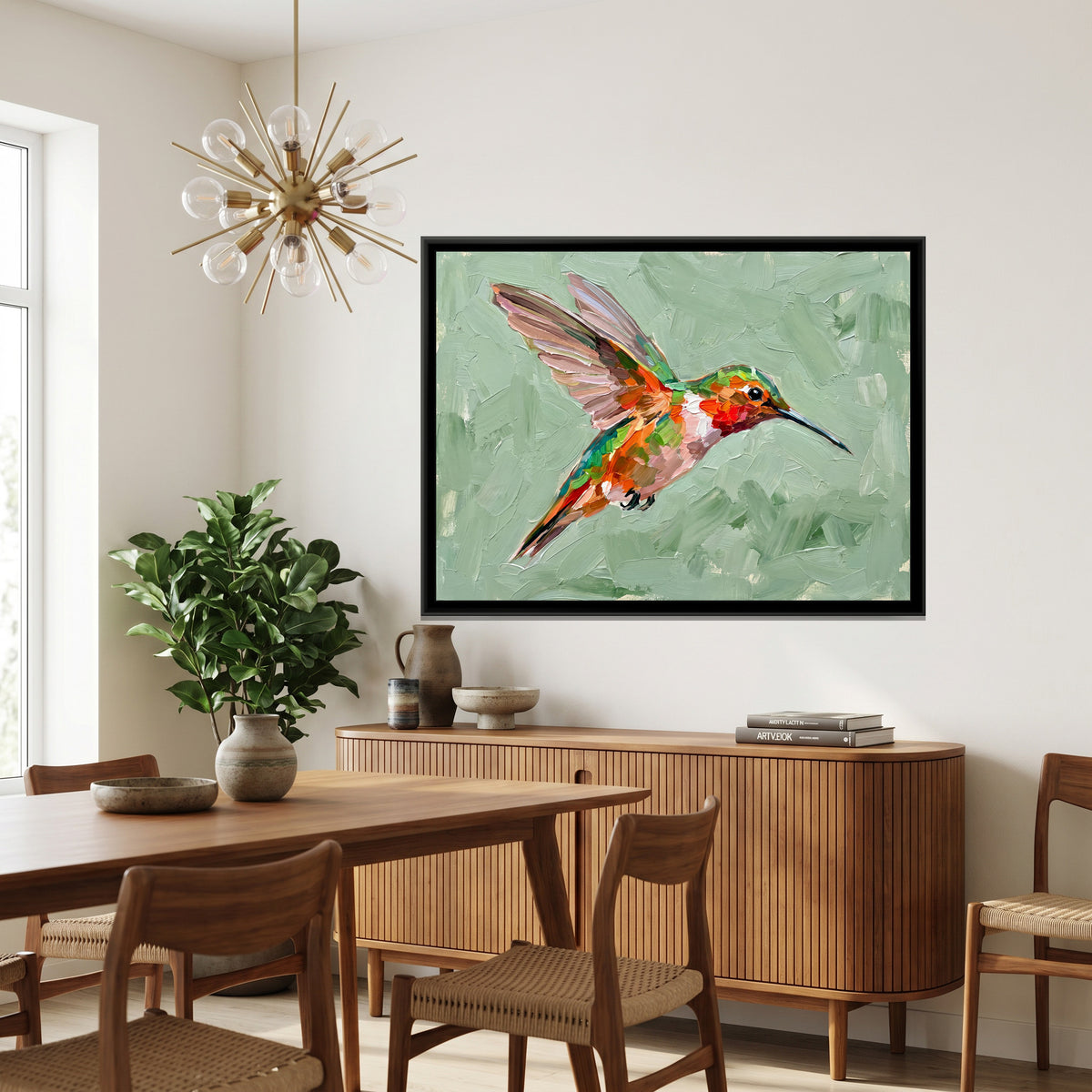 Vibrant Dive - canvas art shown in a second room setting