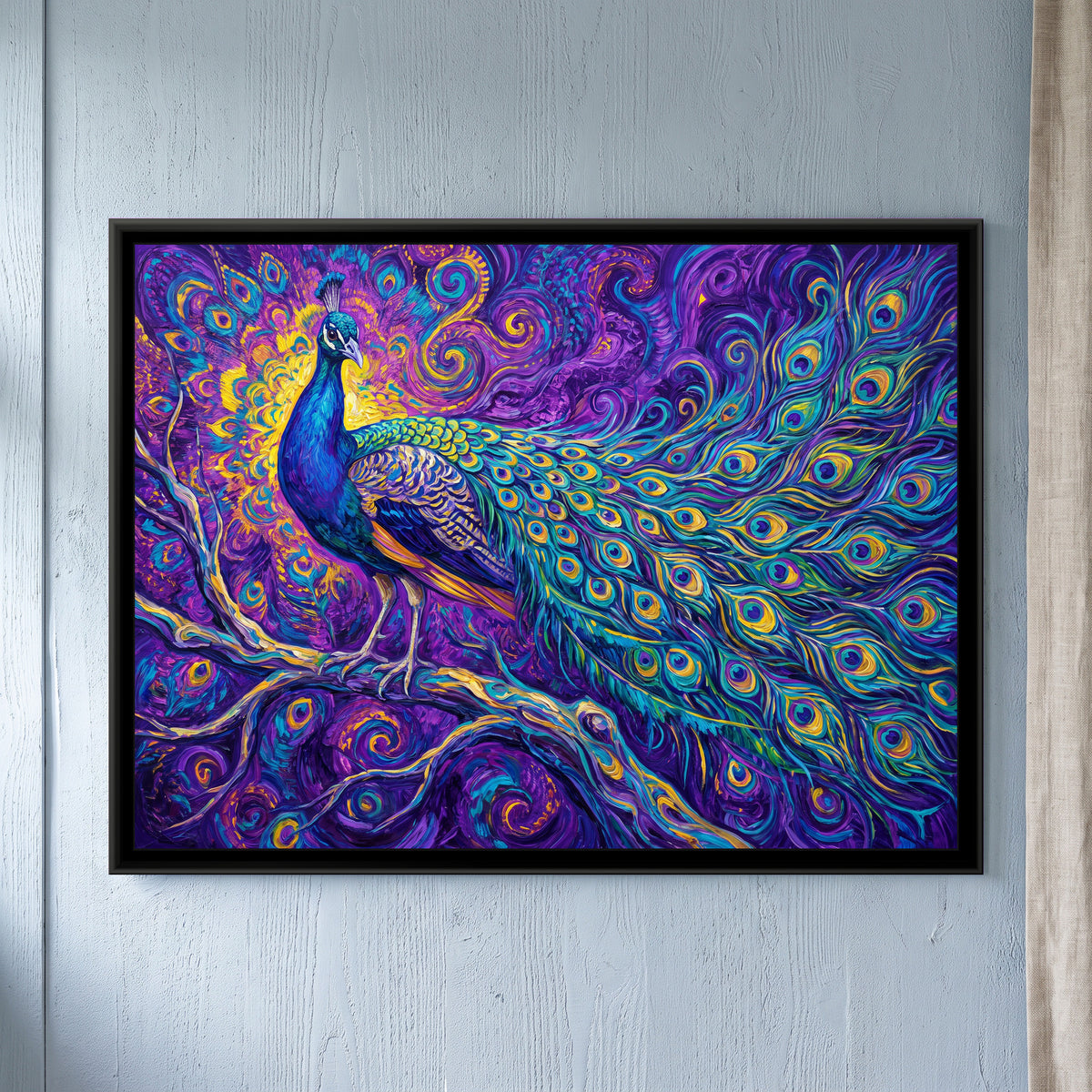 Sapphire Strut - framed canvas art hung on a wall