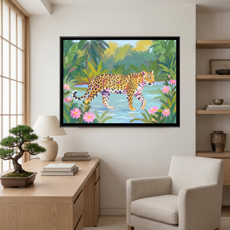 Jungle River Crossing - canvas art shown in a second room setting