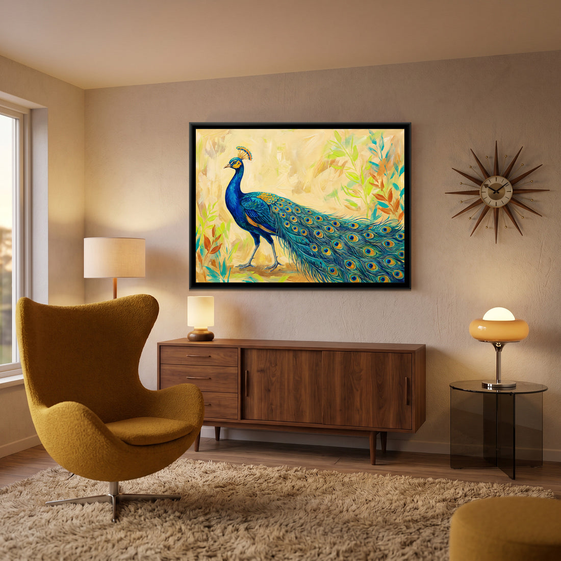 A Kolorkaari canvas in a floater frame, in a room