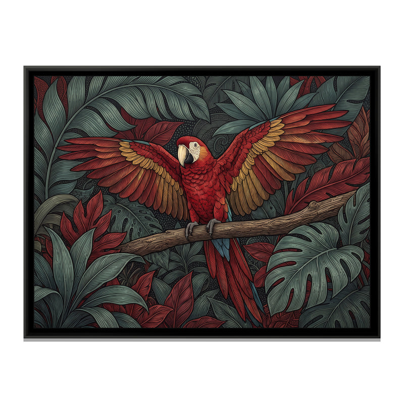 Scarlet Macaw in the Canopy - framed canvas print, front view