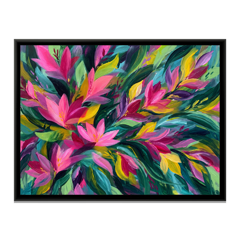 Tropical Petal Canopy - framed canvas print, front view