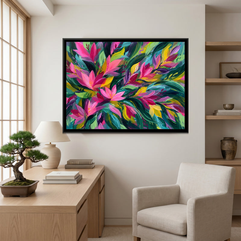 Tropical Petal Canopy - canvas art shown in a second room setting