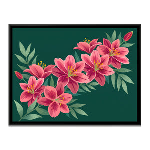 View 2 of Pink Lilies on Forest Green