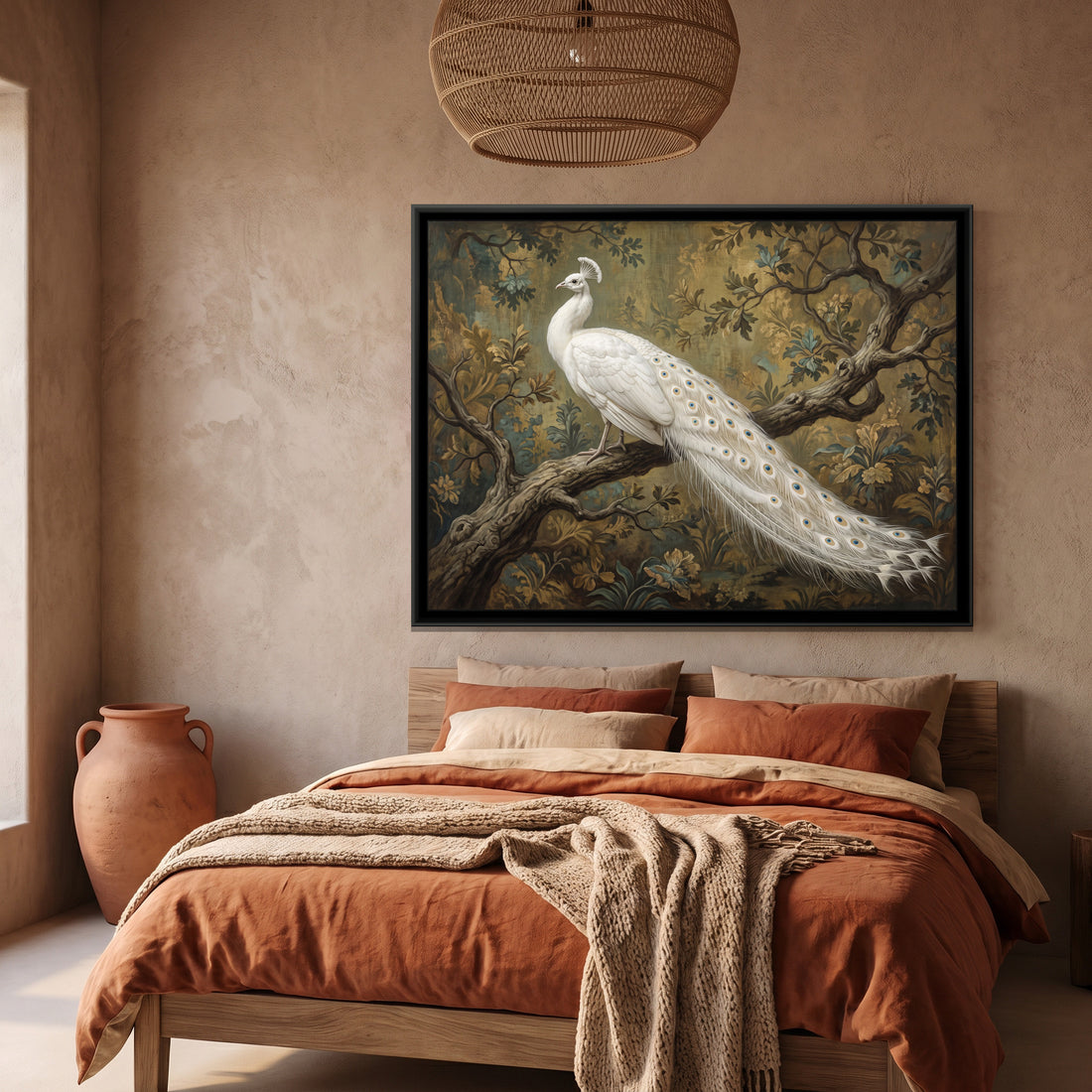 A Kolorkaari canvas in a floater frame, in a room
