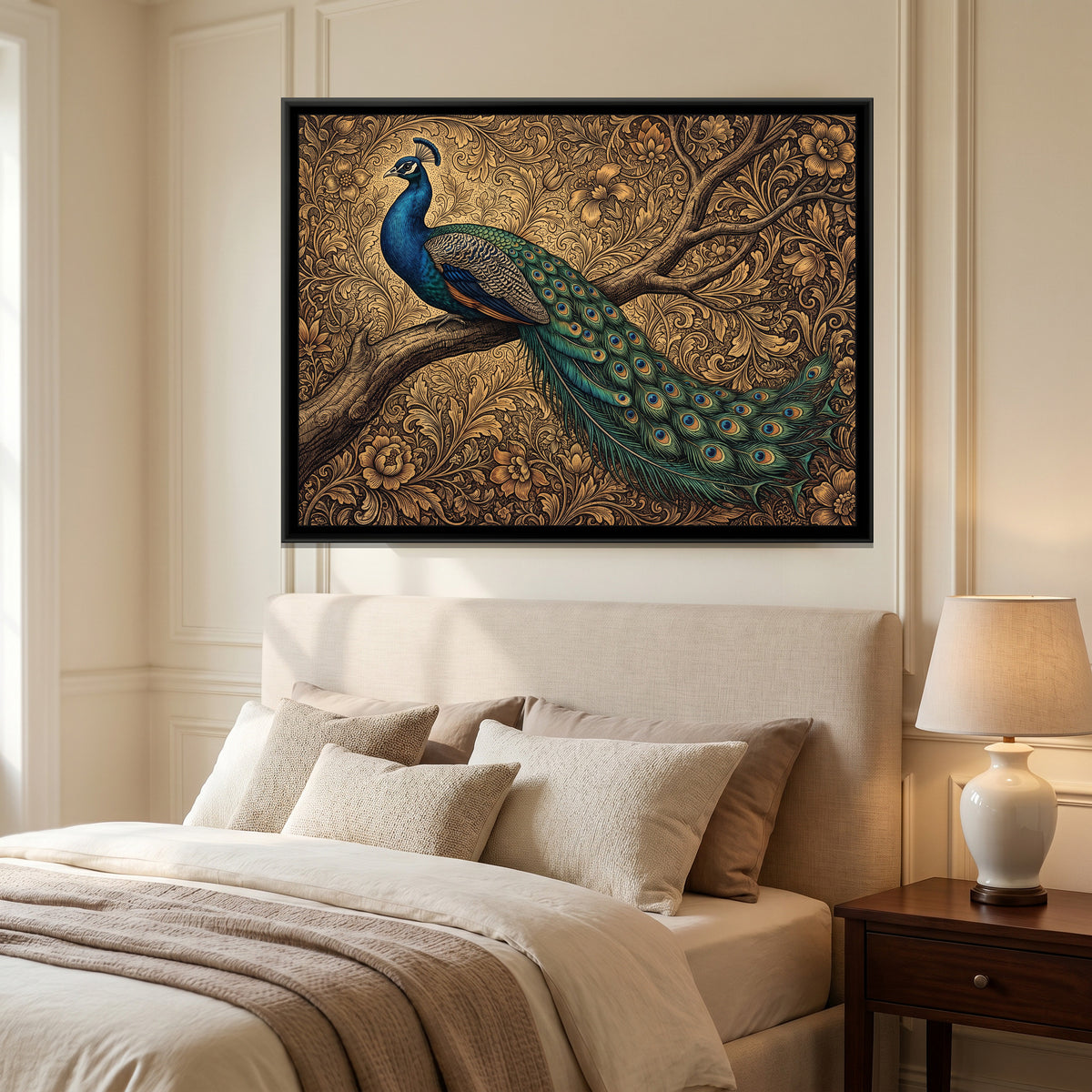 Sapphire Crown on the Branch - canvas art shown in a second room setting