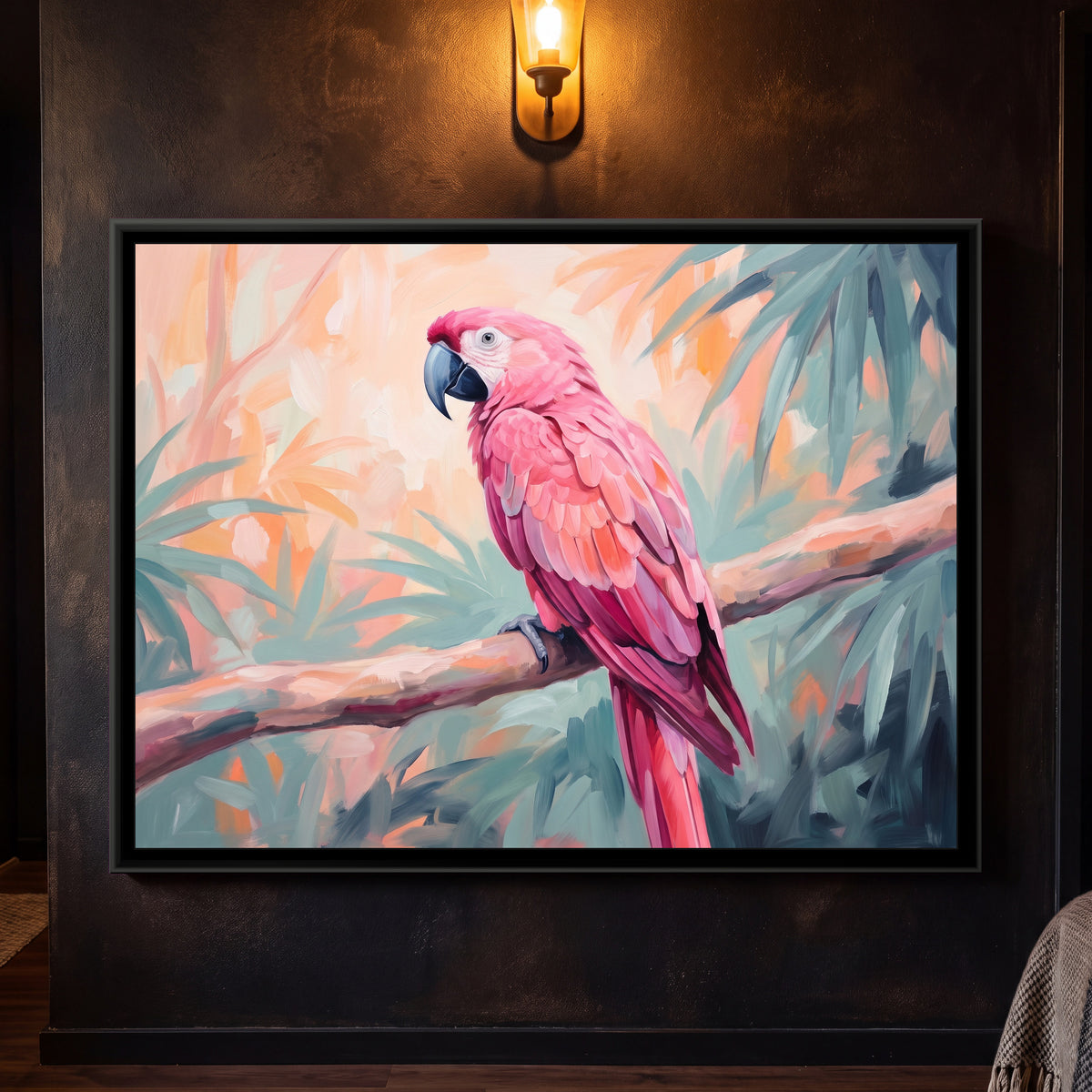 Tropical Blush Canopy - framed canvas art hung on a wall