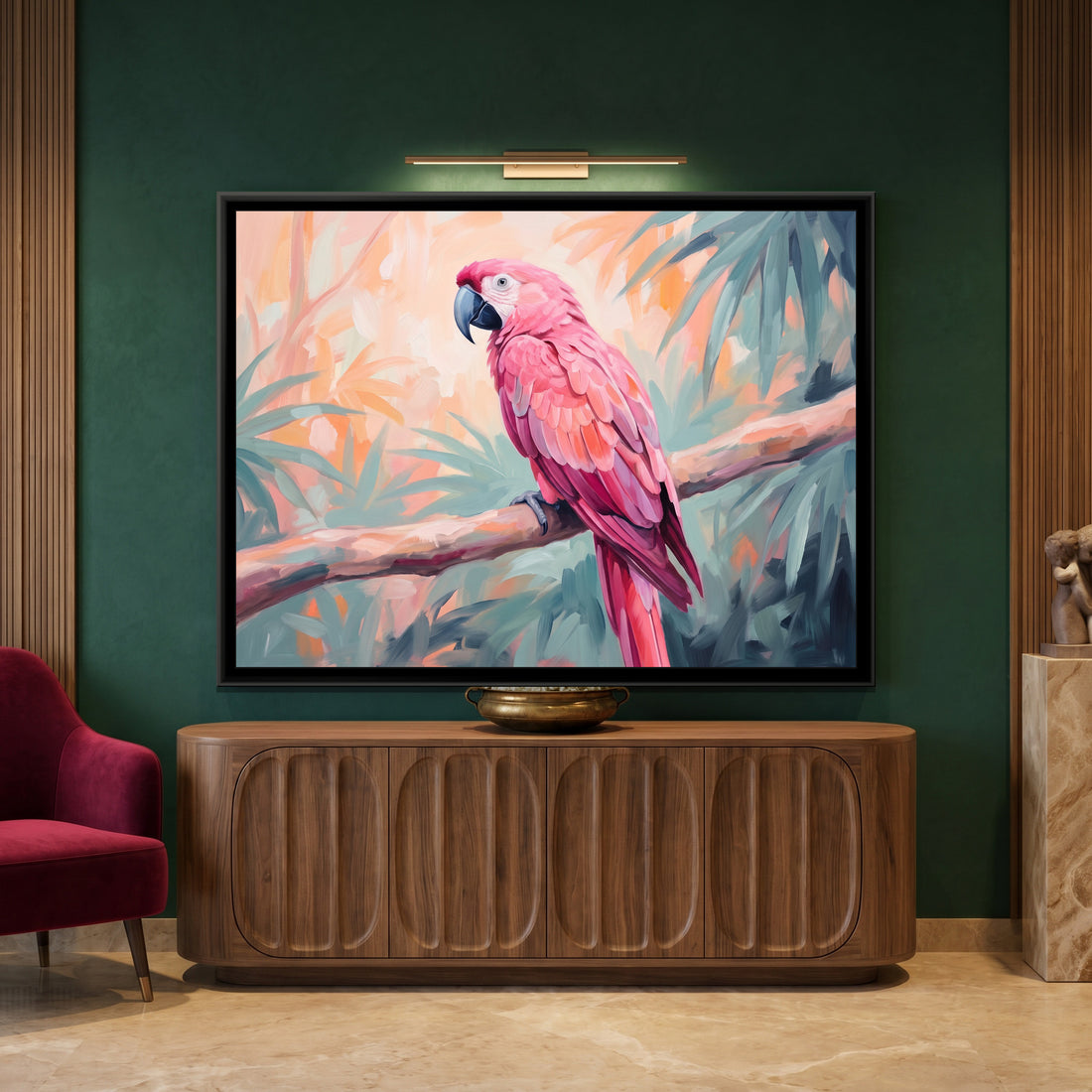 A Kolorkaari canvas in a floater frame, in a room