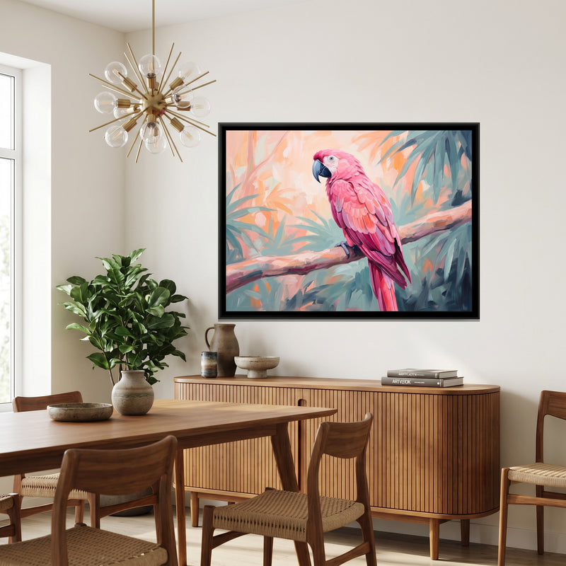 Tropical Blush Canopy - canvas art shown in a second room setting
