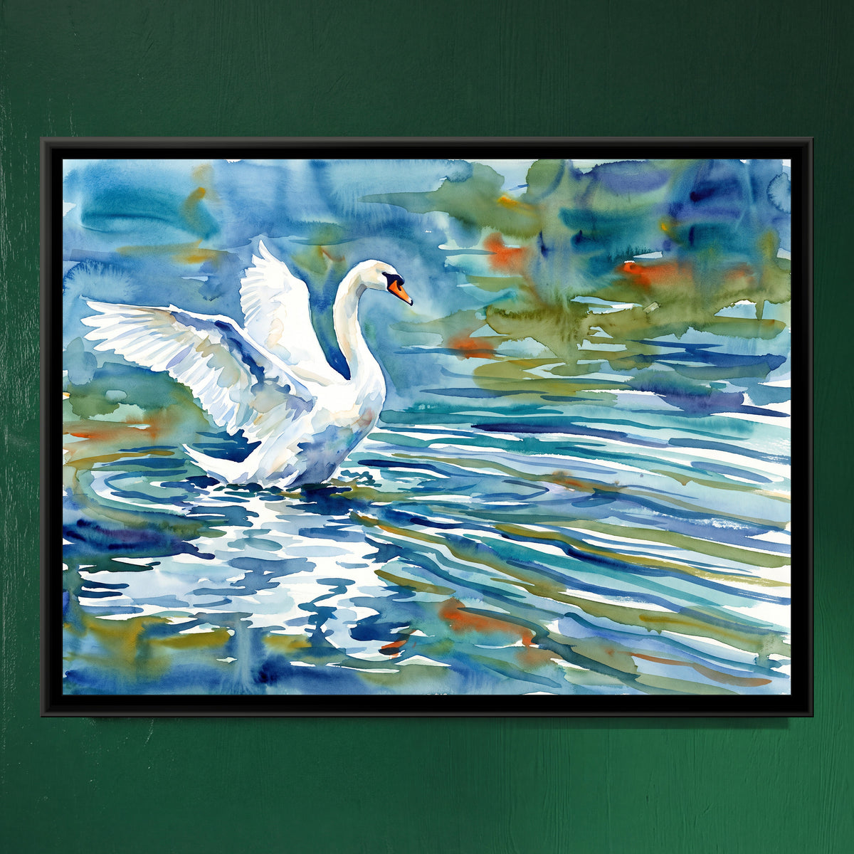 Wings on Azure - framed canvas art hung on a wall
