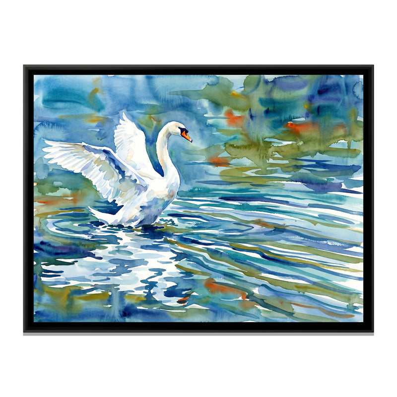 Wings on Azure - framed canvas print, front view