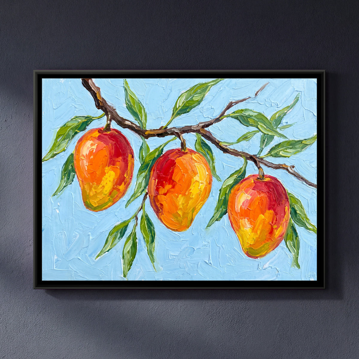 Summer Mangoes - framed canvas art hung on a wall