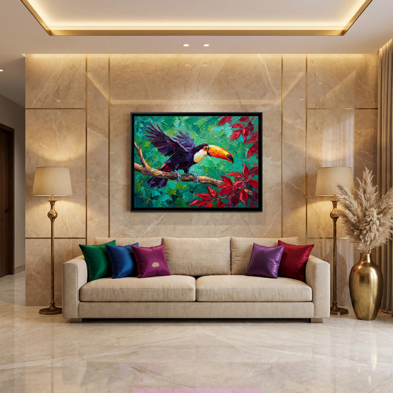 Canopy Awakening - canvas art shown in a second room setting