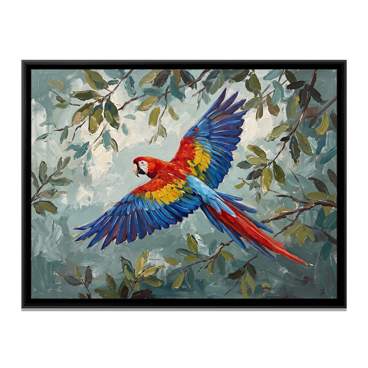 Scarlet Canopy Flight - framed canvas print, front view