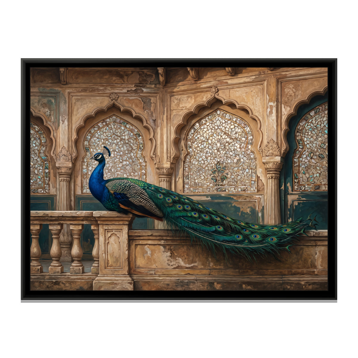 Royal Plumage by the Arch - framed canvas print, front view