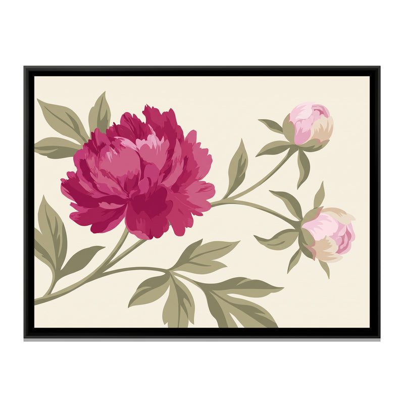 Magenta Peony Branch - framed canvas print, front view