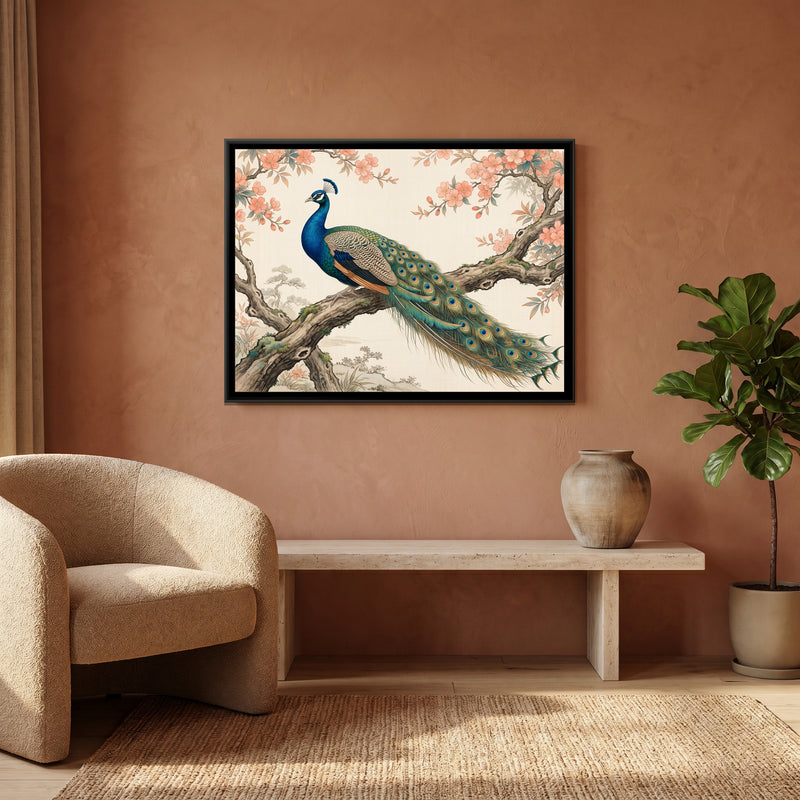 Sapphire and Emerald Elegance - canvas art shown in a styled room